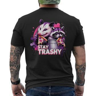 Stay Trashy Raccoons Opossums Possums Animals Lover Men's T-shirt Back Print - Seseable