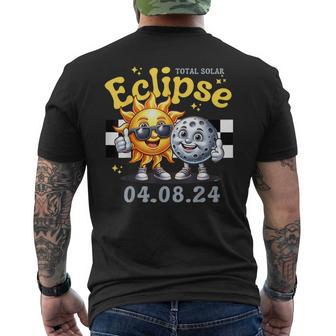 Sun With MoonApril 8 2024 Total Solar Eclipse Moon Men's T-shirt Back Print | Mazezy