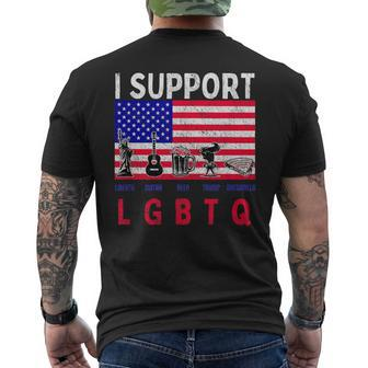 Support Lgbtq Liberty Guitar Beer Trump And Quesadilla Men's T-shirt Back Print - Monsterry DE