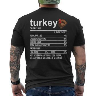 Thanksgiving Food Apparel Turkey Nutrition Fact Foodie Men's T-shirt Back Print - Monsterry