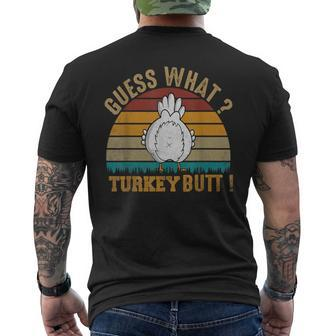 Thanksgiving Guess What Turkey Butt Men's T-shirt Back Print - Seseable