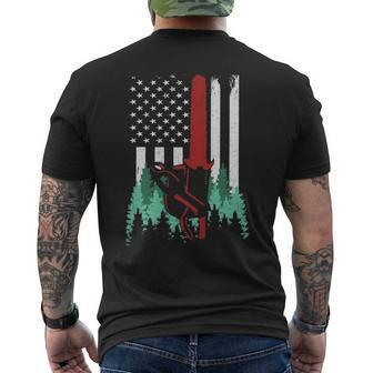 Thin Red Line Logger Arborist Lumberjack American Flag Men's T-shirt Back Print | Mazezy