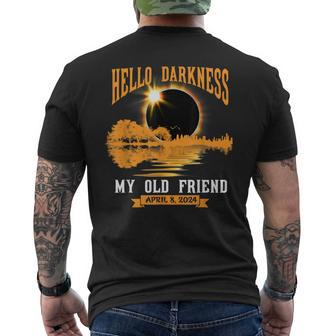 Total Solar Eclipse 2024 Hello Darkness My Old Friend Men's T-shirt Back Print - Seseable
