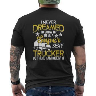 Truck Driver Super Trucker Mens Back Print T-shirt | Mazezy