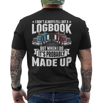 Trucker Logbook Truck Driving Tractor Trailer Men's T-shirt Back Print | Mazezy