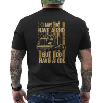 Trucker Truck Driver Cdl Mens Back Print T-shirt | Mazezy