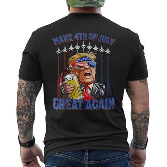 Trump Make 4Th Of July Great Again Drinking Beer Men's T-shirt Back Print - Monsterry AU