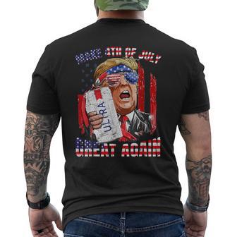 Trump Drinking Make 4Th Of July Great Again Us Flag Men's T-shirt Back Print - Monsterry AU