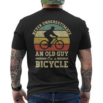 Never Underestimate An Old Guy On A Bicycle Cycling Men's T-shirt Back Print - Seseable