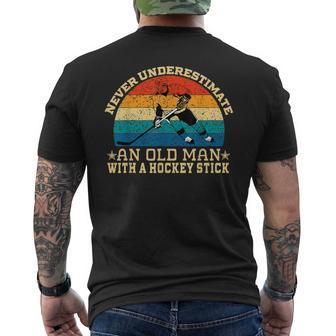 Never Underestimate An Old Man With A Hockey Stick Men's T-shirt Back Print - Monsterry DE