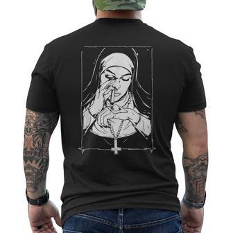 Unholy Drug Nun Costume Dark Satanic Essential Horror Men's T-shirt Back Print | Mazezy