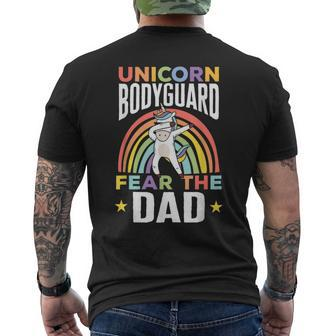 Unicorn Bodyguard Fear The Dad Unicorn Security Men Men's T-shirt Back Print - Monsterry