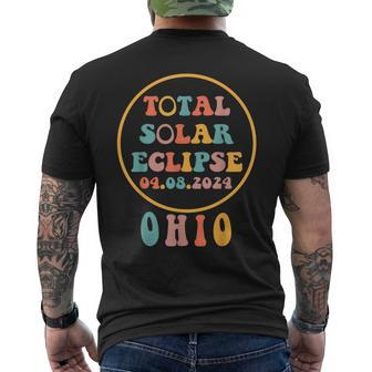 Usa Total Solar Eclipse April 8 2024 Ohio Retro Groovy Men's T-shirt Back Print | Mazezy