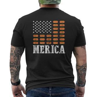 Vintage Hot Dog American Us Flag 4Th Of July Men's T-shirt Back Print - Monsterry