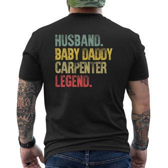 Vintage Husband Baby Daddy Carpenter Legend Mens Back Print T-shirt | Mazezy