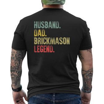 Vintage Husband Dad Brick Mason Legend Retro Mens Back Print T-shirt | Mazezy