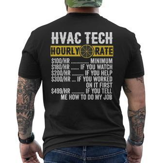Vintage Hvac Technician Apparel Hourly Rate Men's T-shirt Back Print | Mazezy
