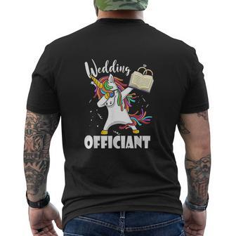Wedding Officiant Cute Dabbing Unicorn Pastor Wedding Mens Back Print T-shirt | Seseable CA