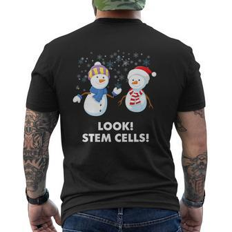 Winter Snowman Science Joke Stem Cells Snowflakes Men's T-shirt Back Print - Monsterry CA