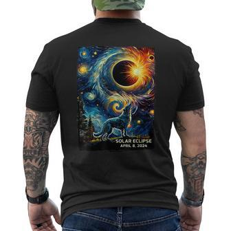 Wolf Howling Watching Total Solar Eclipse Apr 8 2024 Men's T-shirt Back Print | Mazezy
