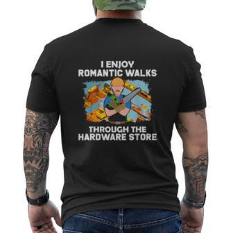 Woodworking Dad Carpenter I Enjoy Romantic Walks Mens Back Print T-shirt | Mazezy