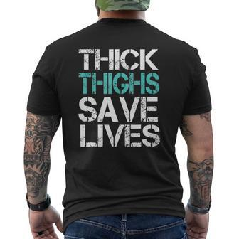 Workoutthick Thighs Save Lives Gym Mens Back Print T-shirt | Mazezy DE