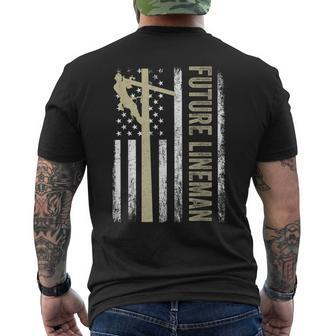 Future Lineman American Flag Electric Cable 4Th Of July Men's T-shirt Back Print - Thegiftio UK