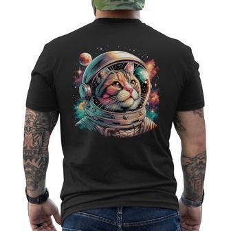 Galaxy Astronaut Cat Space Men's T-shirt Back Print - Seseable