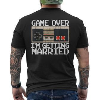 Game Over Im Getting Married Bachelor Party Men's T-shirt Back Print - Monsterry