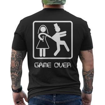 Game Over Video Gamer Bachelor Wedding Groom Men's T-shirt Back Print - Monsterry AU