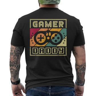 Gamer Daddy First Time Father New Dad Retro Video Games Mens Back Print T-shirt | Mazezy