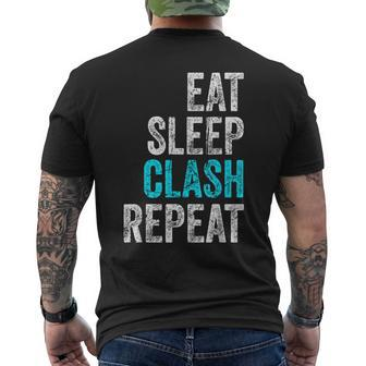Gaming Clan Apparel Eat Sleep Clash Repeat Clans Vintage Men's T-shirt Back Print - Monsterry DE
