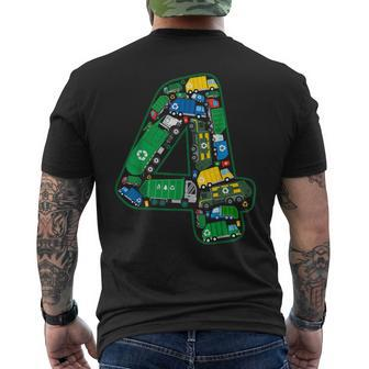 Garbage Truck Boy 4Th Birthday 4 Years Old Garbage Truck Boy Men's T-shirt Back Print - Monsterry CA