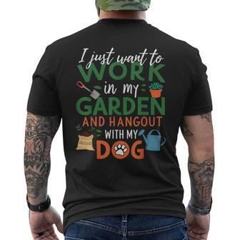 Gardening Dog Lover Plants Gardener Garden Men's T-shirt Back Print - Seseable