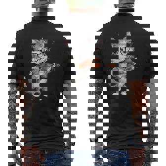 Gato Gracioso Con Gafas De Sol De Músicoiolíniola Camiseta Hombre Estampado Espalda - Regaloses