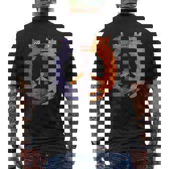 Gatos Signo De Paz Hippie 70S & 80S Gato Símbolo De Paz Camiseta Hombre Estampado Espalda - Regaloses