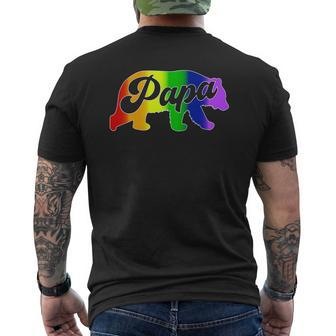 Gay Dad Papa Bear Pride Rainbow Colors Fathers Day Mens Back Print T-shirt - Thegiftio UK
