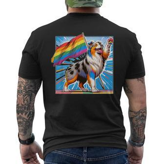 Gay Pride Lgbt Australian Shepherd Dog Men's T-shirt Back Print - Monsterry AU