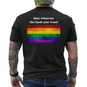 Gay Pride Lgbt Kiss Whoever You Want Men's T-shirt Back Print - Monsterry