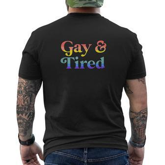 Gay And Tired LGBTQIA Retro Aesthetic Lesbian Pride Flag Mens Back Print T-shirt - Thegiftio UK