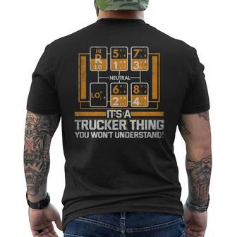 Gear Shift Truck Driver Trucker Men's T-shirt Back Print | Mazezy