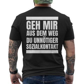 “Geh Mir Aus Dem Weg Du Unnötiger Sozialkontakt” T-Shirt mit Rückendruck - Seseable