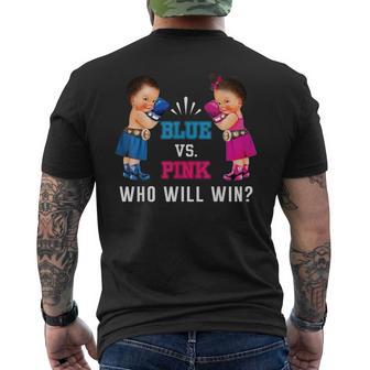 Gender Reveal Blue Vs Pink Ethnic Boxing Babies Men's T-shirt Back Print - Monsterry UK