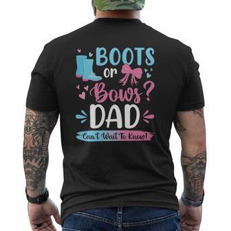 Gender Reveal Boots Or Bows Dad Matching Baby Party Mens Back Print T-shirt | Mazezy