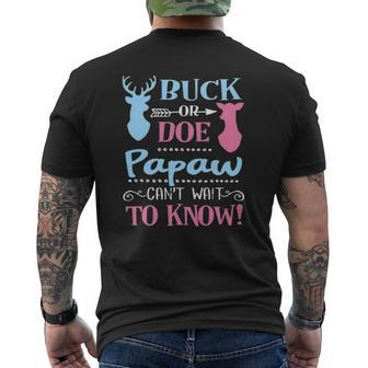 Gender Reveal Buck Or Doe Papaw Loves You Baby Party Mens Back Print T-shirt | Mazezy