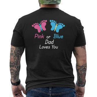 Gender Reveal Dad Pink Or Blue Butterflies Mens Back Print T-shirt | Mazezy