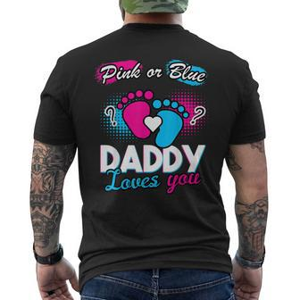 Gender Reveal Pink Or Blue Daddy Loves You Pregnancy Mens Back Print T-shirt - Thegiftio UK