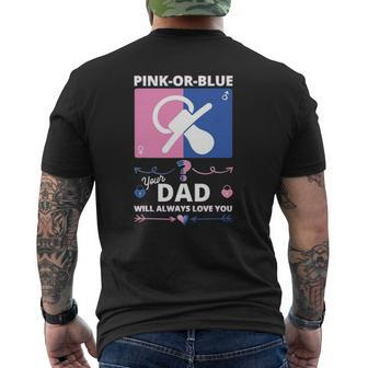 Gender Reveal S For Dad Will Always Love You Mens Back Print T-shirt | Mazezy