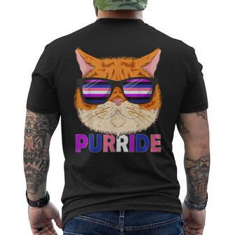 Genderfluid Purride Cat Kitten Sunglasses Gay Pride Men's T-shirt Back Print - Monsterry