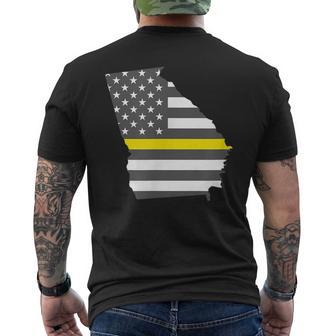 Georgia Thin Gold Line Flag Men's T-shirt Back Print - Monsterry